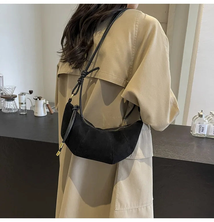 Fashionable Croissant Shape Women's Bag, Casual Simple Crossbody Shoulder Bags for Women Daily Use Commuting Phone Bag,Pockets