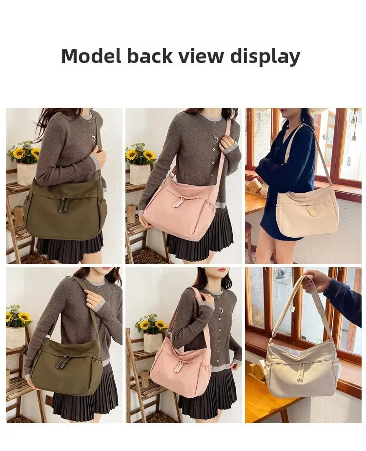 Double Sided Pocket Canvas Bag, Nylon Underarm Shoulder Bag, Fashionable Messenger Bags for Women's Daily Use Work Travel Outing