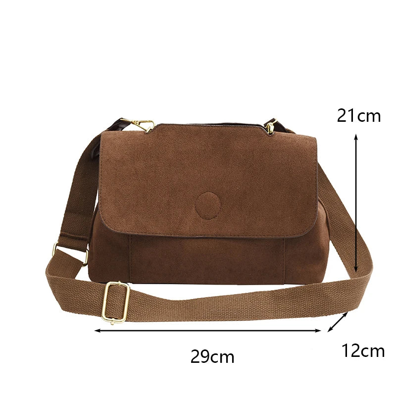 Women Mailman's Flap Bag Matte Suede Versatile Winter Large Capacity Crossbody Bag Single Shoulder Bag Shopper Totes