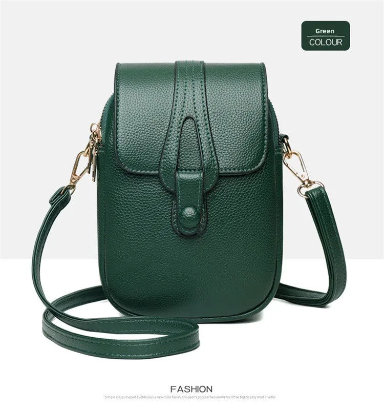 Mini Multifunctional Leather Shoulder Bag for Cellphone/Sport Cross Bags with Headphone Jack, Multi Layer Women's Bag with Cover