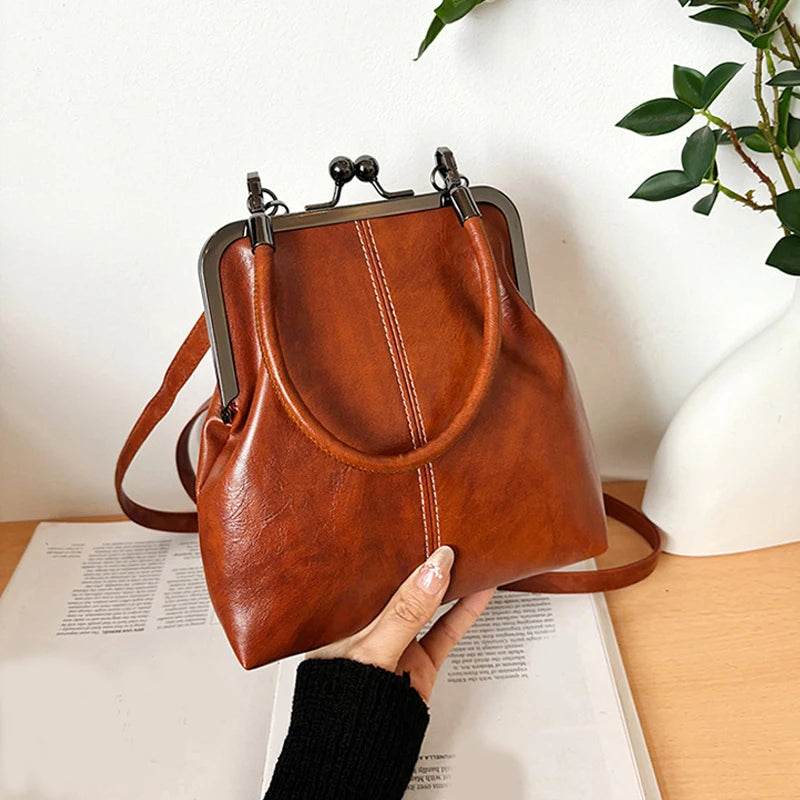 New Fashion Vintage Soft Leather Cosmetic Bag Purse Women's Handbag Crossbody Shoulder Bags Evening Party Totes Makeup Wallet