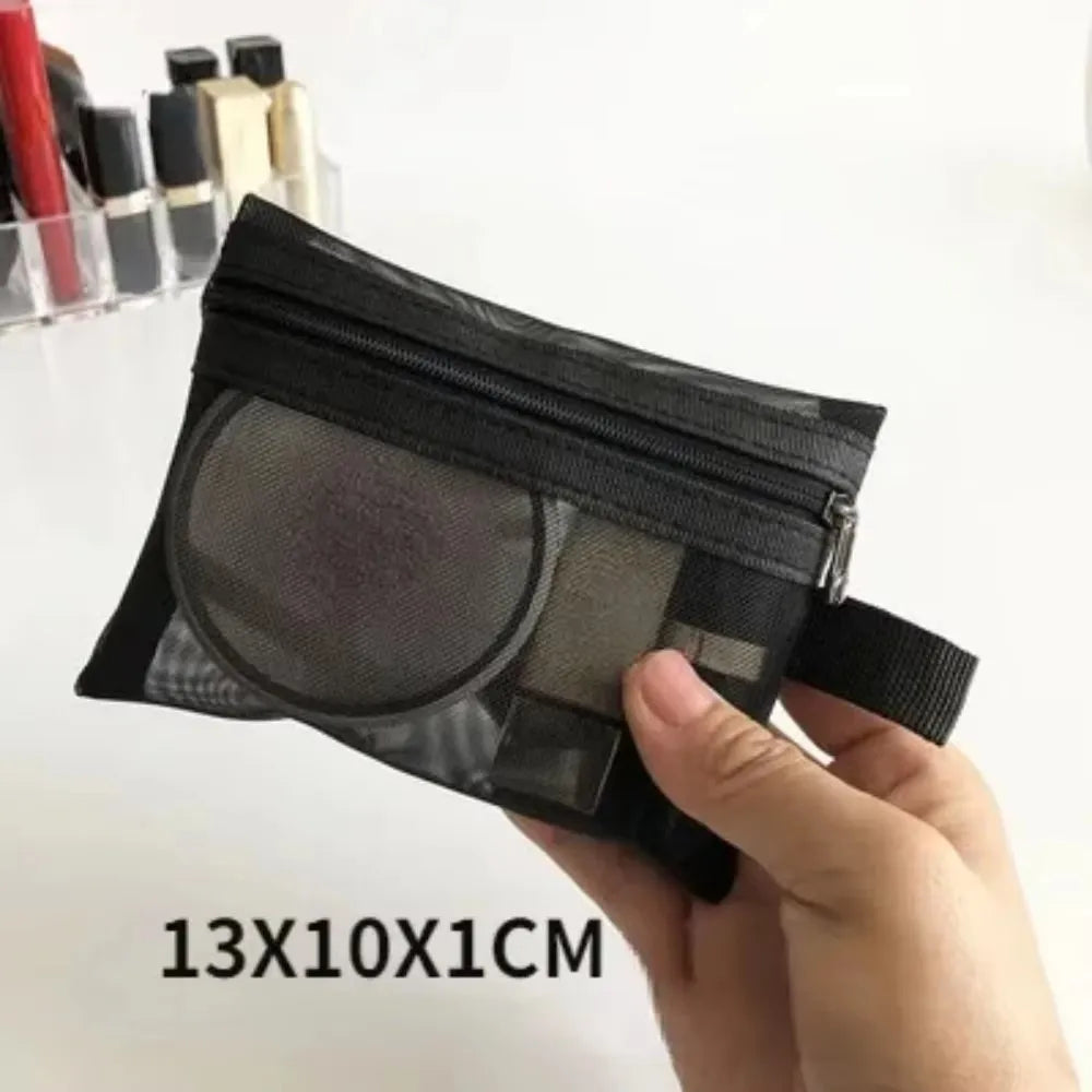 Mesh Cosmetic Bag Travel Storage Makeup Bag Organizer Female Make Up Pouch Portable Small Large Toiletry Beauty Case