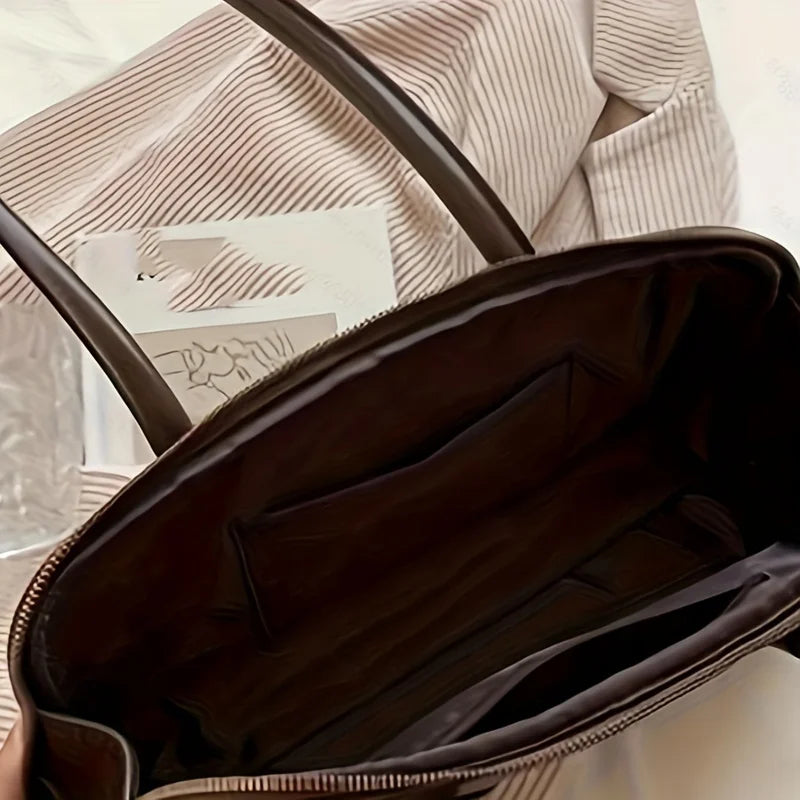 1pc Fashion Faux Leather Shoulder Bag, Elegant Handbag with Stitching Detail, Versatile Top-Handle Purse