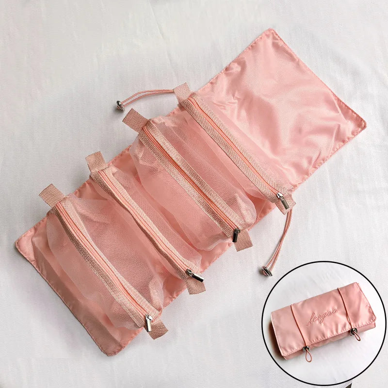 4in1 Detachable Makeup Bag Organizer Organizer  Storage Bag Separation Travel Storage Organizers Folding Portable Wash Bag