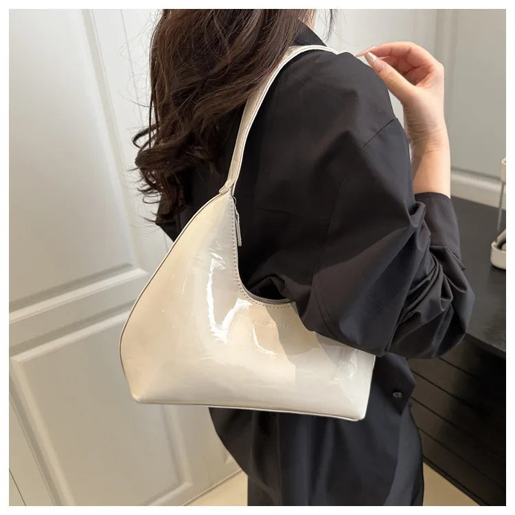 Solid Color Synthetic Leather Shoulder Underarm Bag, Retro Versatile Handbag Women Bag, Fashionable Daily Use Chic Handbag Purse