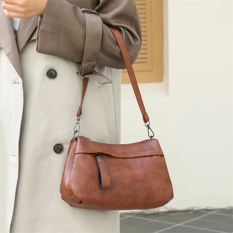 Elegant Women's Shoulder Bag with Unique Texture Design Stylish Soft  Leather Handbag with Zipper Pockets Everyday Crossbody Bag