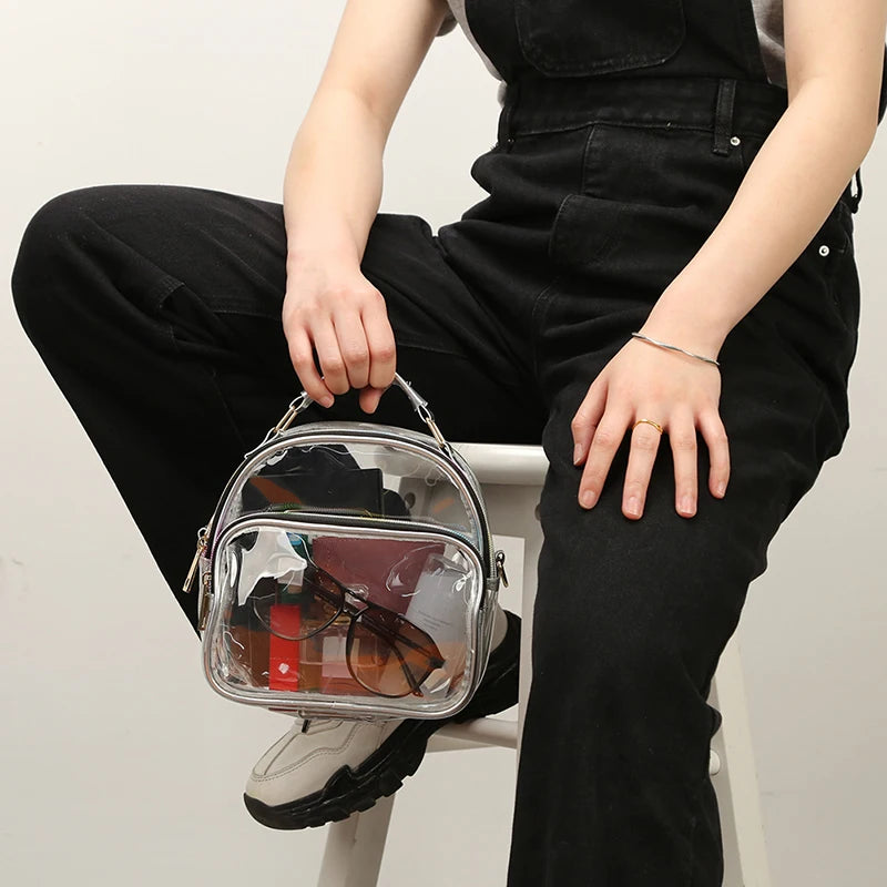 Transparent PVC Ladies Small Handbags Stadium Approved Women Clear Bag Fashion Waterproof Casual Simple Crossbody Shoulder Bags