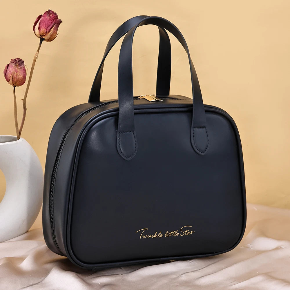 New Handheld Large Makeup Bag PU Makeup Storage Bags Partition Storage Waterproof Toilet Bag women's small Handbag