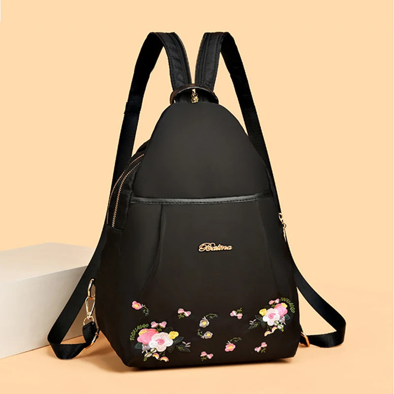 Waterproof Oxford Women Backpack Fashion Casual Embroidery Bag Designer Female Large Capacity Travel Handbag Shopping Knaps