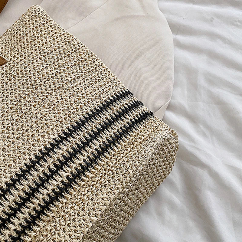 Vintage Straw Rattan Woven Bags Handmade Summer Beach Bags  Ladies Large Capacity Shoulder Bag Bohemia Travel Handbags Totes sac