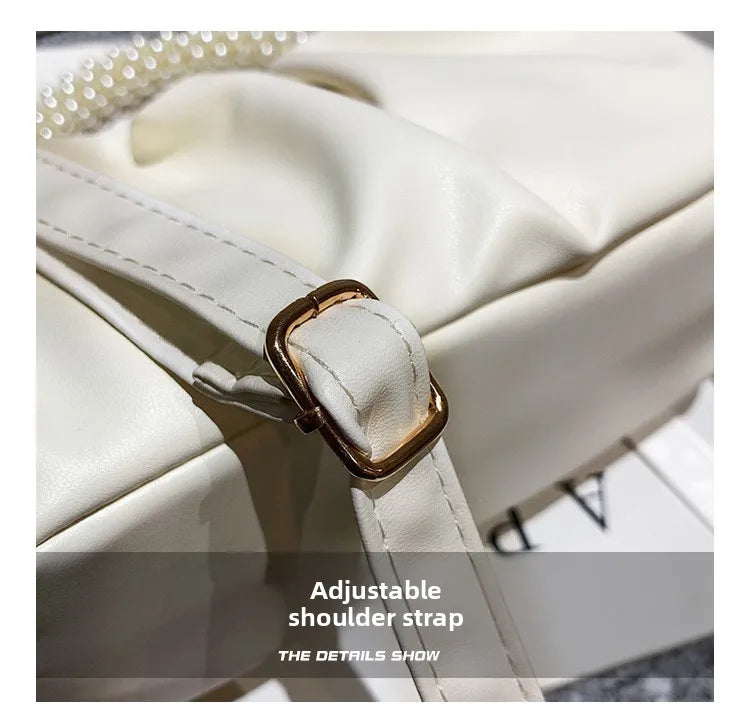 Solid Color Square Pleats Women's Bag Fashionable Cloud Bag, Stylish Soft Surface Handbag, Stylish Single Shoulder Messenger Bag