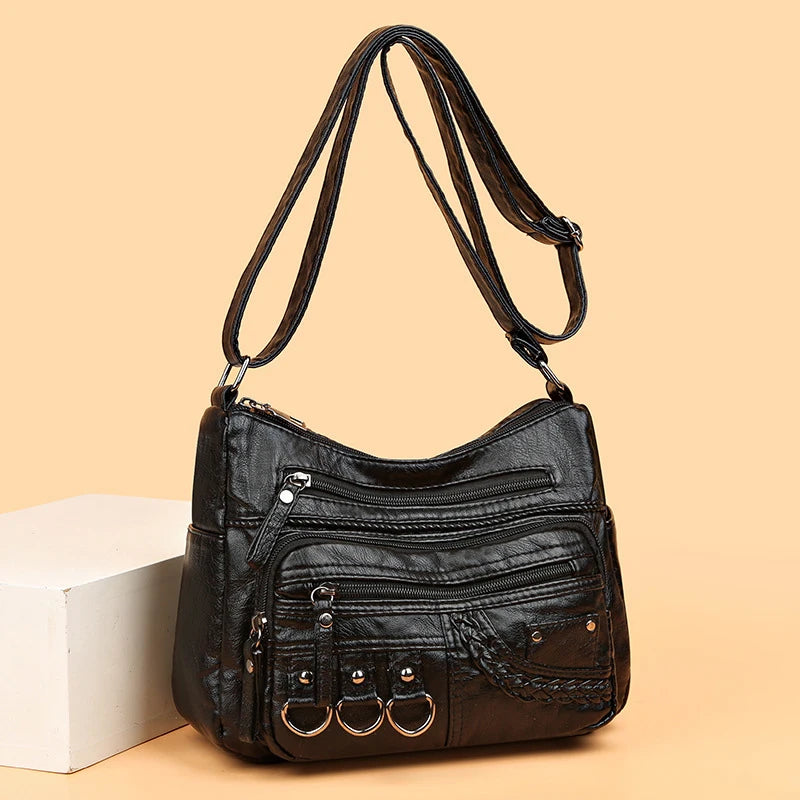 Vintage Pu Leather Luxury Purses and Handbags High Quality Women's Bag Design Multi-pocket Ladies Crossbody Shoulder Bags
