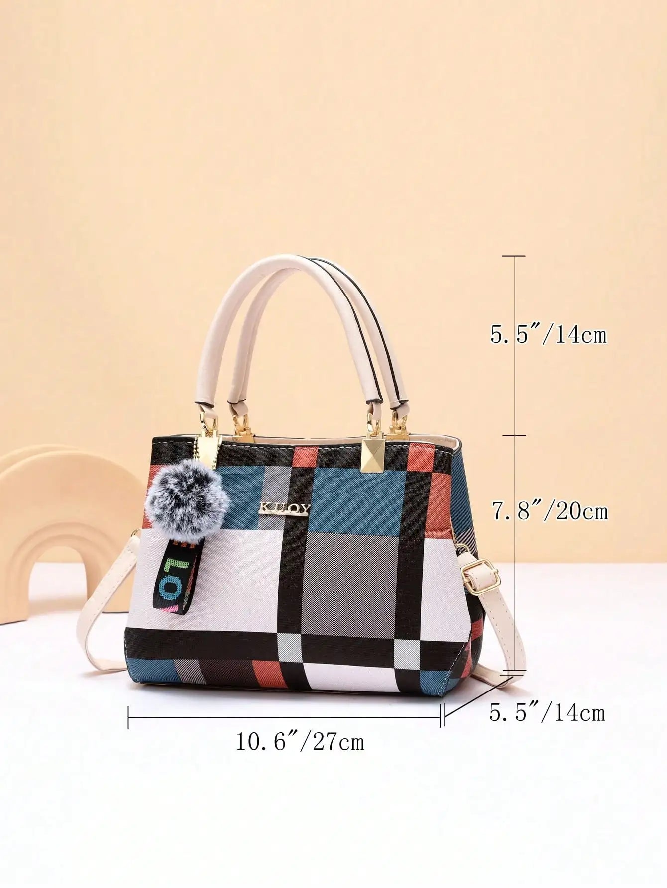 Ladies' random grid design decoration, fashionable and simple casual single shoulder handbag