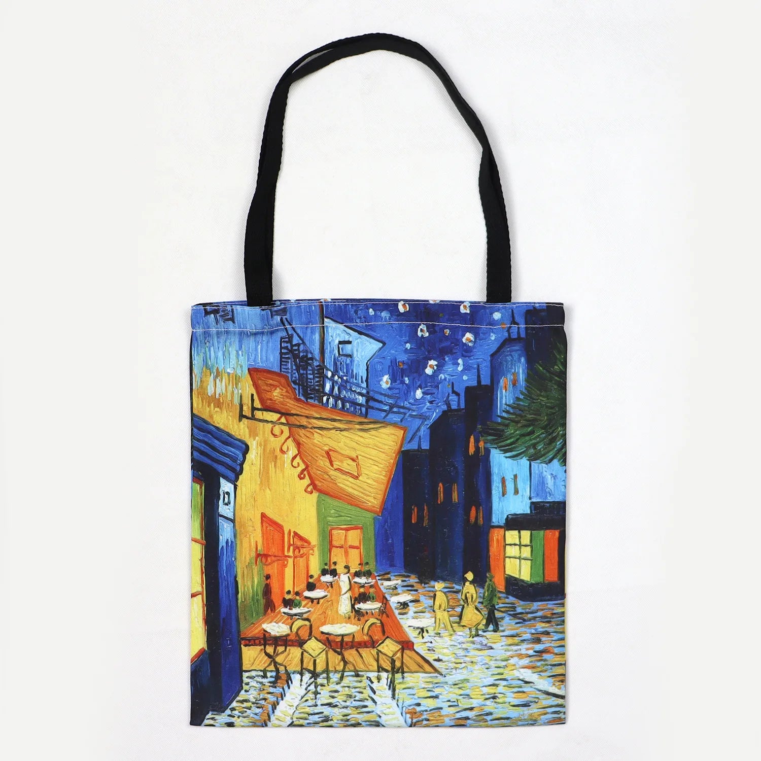 Van Gogh Series Linen Bag Oil Painting Starry Night Sunflower Apricot Flower Coffee Holder Handbag Lightweight Shoulder Bag