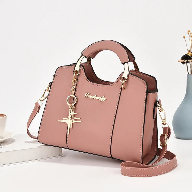 Stylish texture star pendant women's simple casual shoulder crossbody handbag