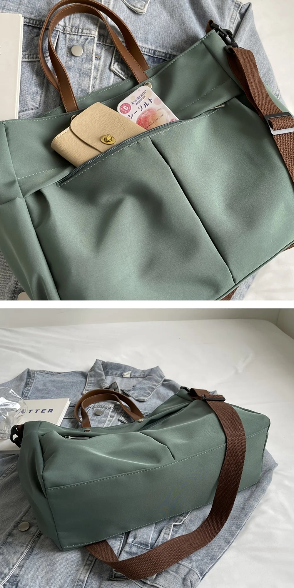 Spacious Nylon Tote Bag for Women Stylish Shoulder Crossbody Bag, Perfect for Casual Outings, Travel, Business, Fitness Shopping