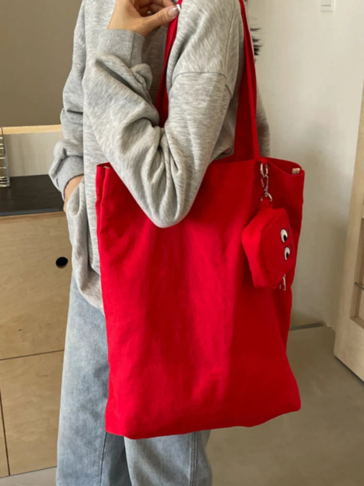 High Color Value Fshion Trend Embroidery Color Cloth Bag Cute Foldable Storage Bag Daily Casual  All-Match Shoulder Bag