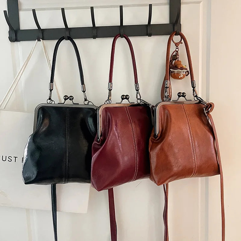 New Fashion Vintage Soft Leather Cosmetic Bag Purse Women's Handbag Crossbody Shoulder Bags Evening Party Totes Makeup Wallet