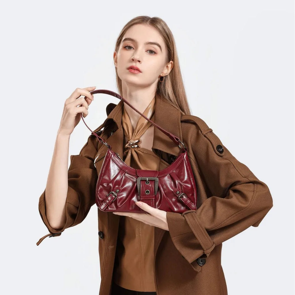 Y2K Retro Handbag Women's Bag, Stylish Fold Leather Shoulder Armpit Bag, Chic Retro Handbags Purse, Temperament Woman Tote Bag