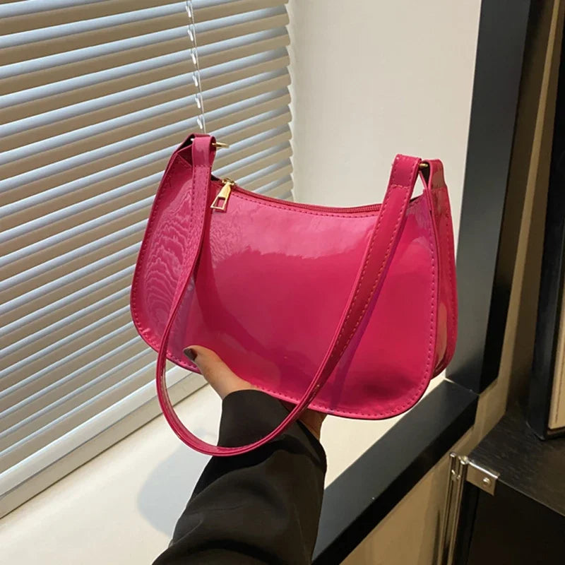 Retro Solid Color PU Leather Shoulder Bag Fashion Women's Handbags Casual Designer Hobos Underarm Bag, Suitable for Daily Use