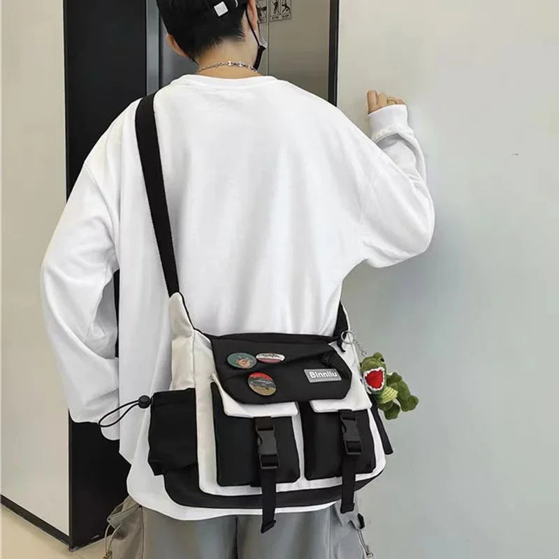 Preppy Casual Nylon Crossbody Bag For Men And Women Teenager Messenger Bag, Outdoor Student Commuter Shoulder Bag For Daily Use