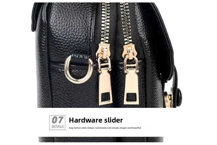 Mini Multifunctional Leather Shoulder Bag for Cellphone/Sport Cross Bags with Headphone Jack, Multi Layer Women's Bag with Cover