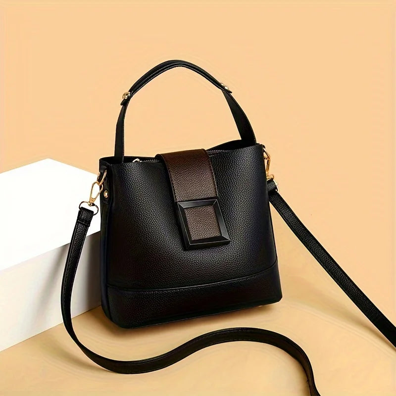 Simple Bucket Bag, Trendy Top Handle Purse, Women's Fashion Hanbag Shoulder Bag,