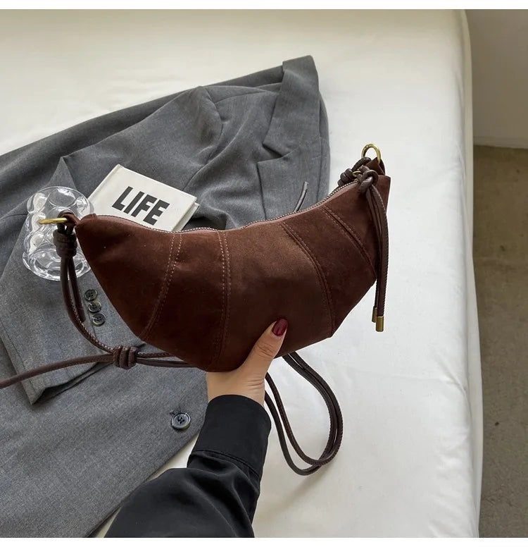 Fashionable Croissant Shape Women's Bag, Casual Simple Crossbody Shoulder Bags for Women Daily Use Commuting Phone Bag,Pockets