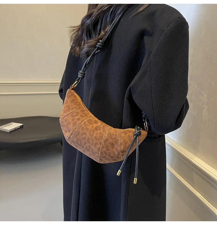 Fashionable Croissant Shape Women's Bag, Casual Simple Crossbody Shoulder Bags for Women Daily Use Commuting Phone Bag,Pockets