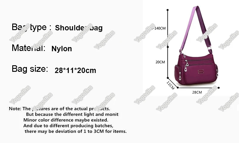 Multi-layer Nylon Shoulder Bag, Waterproof Multi-pocket Zipper Bag, Lady Messenger Bag ,Designer Crossbody Bag