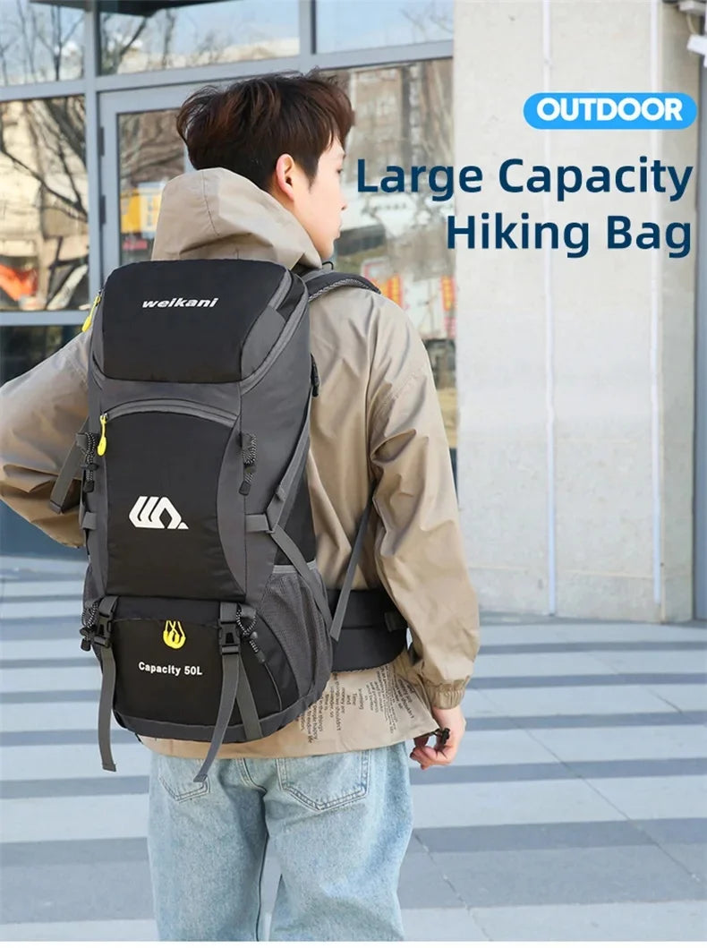Outdoor Hiking Backpack 50L Camping Travel Bag Oxford Cloth Double Shoulder Large Capacity Multi-Functional Outdoor Sports Bag