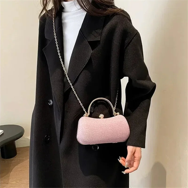 Shiny Mini Evening Bag, Rhinestone Chain Purse, Luxury Glitter Banquet Handbag, Perfect For Party, Wedding, Prom, Dinner/Banquet