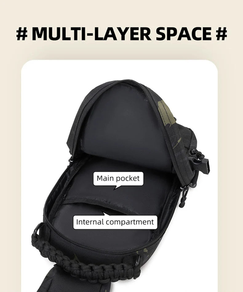 Camping Chest Bag Tactical Backpack for Men Sports Shoulder Outdoor Hiking Climbing Cycling Fishing MOLLE Sling EDC Fanny Pack