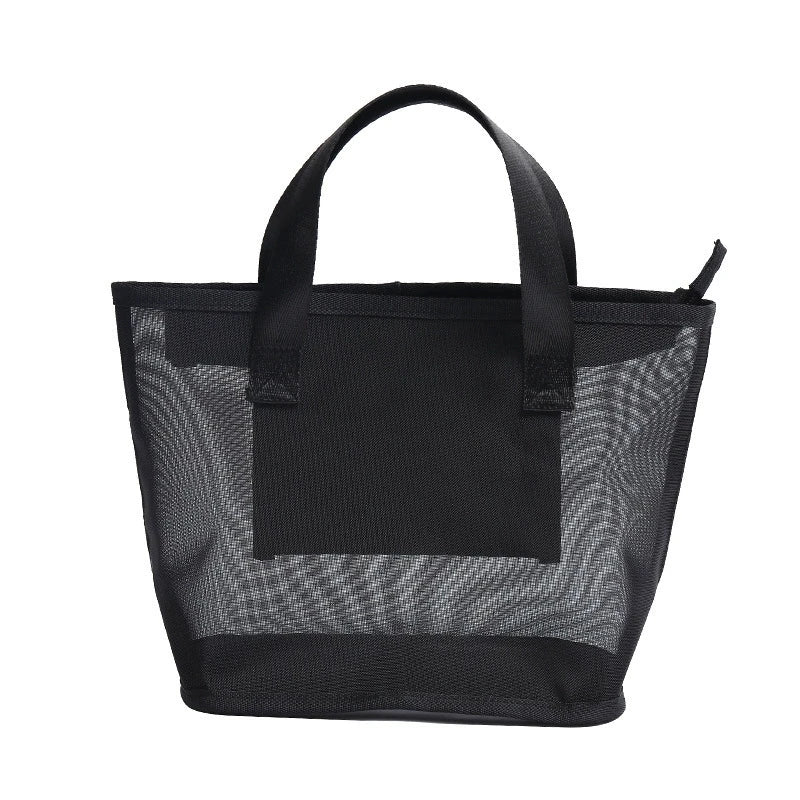 2pcs/set Chic Large Capacity Mesh Wash Bag Portable Travel Cosmetics Storage Bag Outdoor Beach Bath Tote Bag with Clutches Pouch