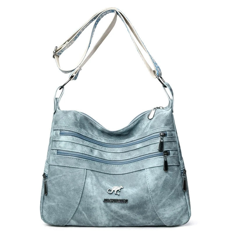 Vintage Style Shoulder Bag for Women Multi Layer Versatile Faux Leather Crossbody Bag Casual Handbag Purse with Zipper Closure