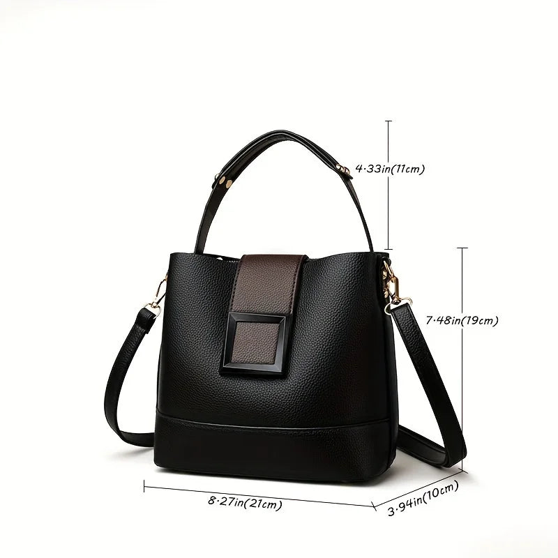 Simple Bucket Bag, Trendy Top Handle Purse, Women's Fashion Hanbag Shoulder Bag,