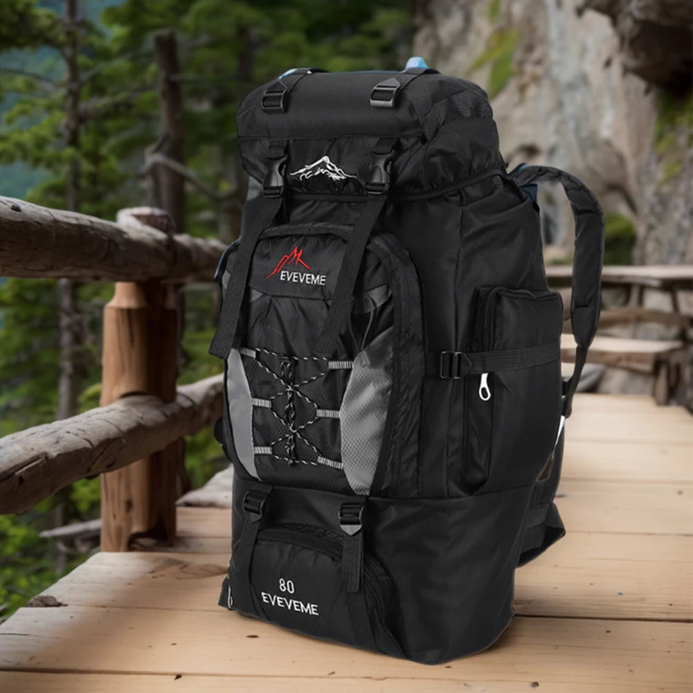 80L Climbing Backpack Large Capacity Fishing Backpack Adjustable Strap Mountain Climbing Rucksack for Outdoor Sports
