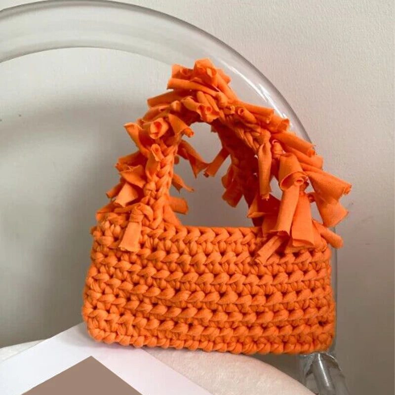 Spring And Summer Handwoven Women's Handheld Bag Leisure Small Fresh Hollow Out Small Design Holiday Bag