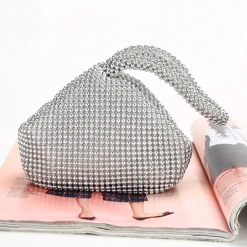 Mini Glitter Rhinestone Clutch, Elegant Sparkle Clutch Purse Women Handbag & Wrist Purse for Carnaval Wedding Music Festival
