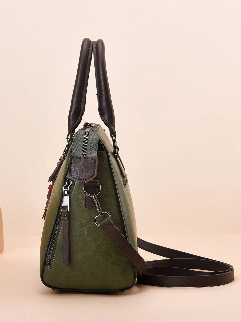 Retro women's handbag PU leather tassel top handle bag fashionable light luxury large capacity shoulder bag shopping bag