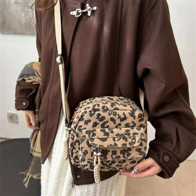 Women's Casual Mini Crossbody Bag, Corduroy Design Phone Bag, Adjustable Strap, Zipper Closure, Single Shoulder Purse