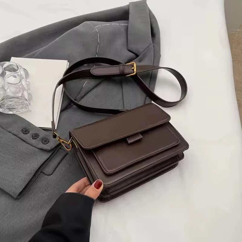 Sewing Thread Women's Shoulder Bags Pu Hasp Ladies Crossbody Bags on Sale 2024 High Quality Free Shipping Bolsas Femininas