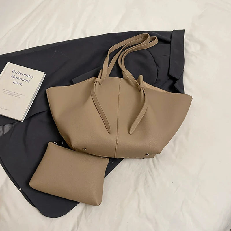 Brand Designer Bucket Shoulder Bags For Women Soft PU Leather Big Capacity Shopper Tote Set Luxury Designer Handbags