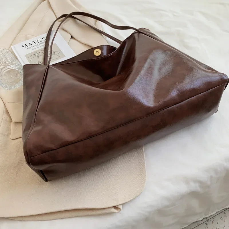 Retro PU Women's Handbag, Large Capacity Handbags Shoulder Bag, Street Leisure Shopping Tote Bag Bags, Suitable for Daily Use
