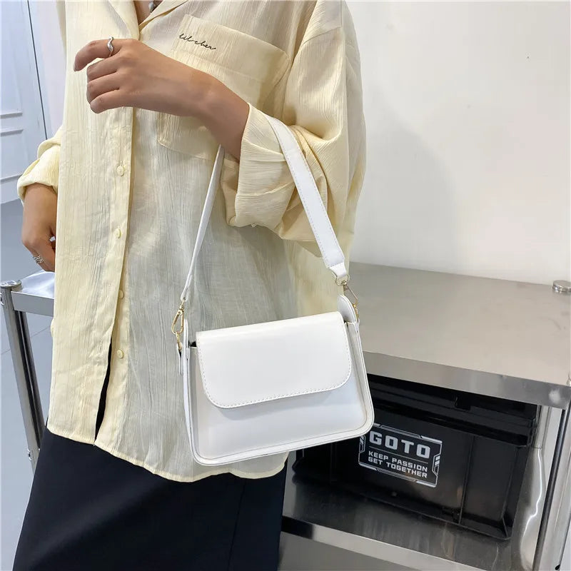 Trendy Fashion Flap Shoulder Bag For Women PU Leather Underarm Bags Designer Solid Color Armpit Handbag and Purse Girls Totes sa