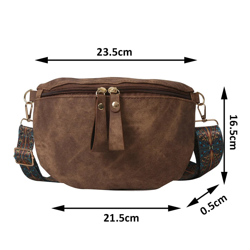 Stylish Hobo Solid Color Satchel Luxury Designer Chest Bag Women's PU Leather Waist Bags Wide Strap Fashion Fanny Shoulder Pack