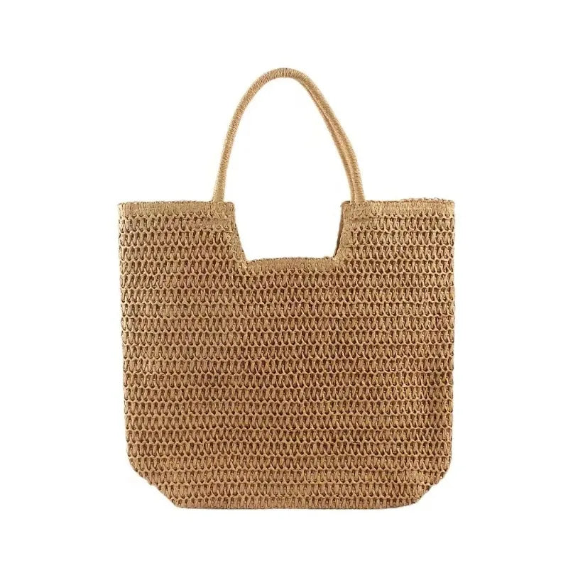 Straw Woven Tote Bag Large Capacity Shoulder Bag Versatile Knit Handbag Storage Bags For Women Stylish Vacation Beach Shopping