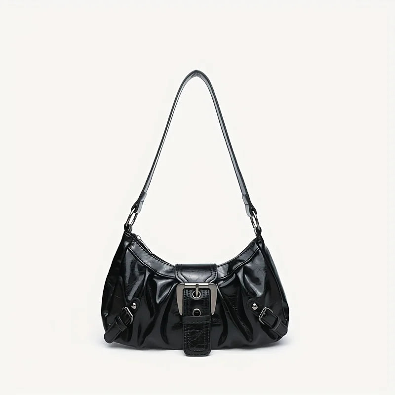 Y2K Retro Handbag Women's Bag, Stylish Fold Leather Shoulder Armpit Bag, Chic Retro Handbags Purse, Temperament Woman Tote Bag