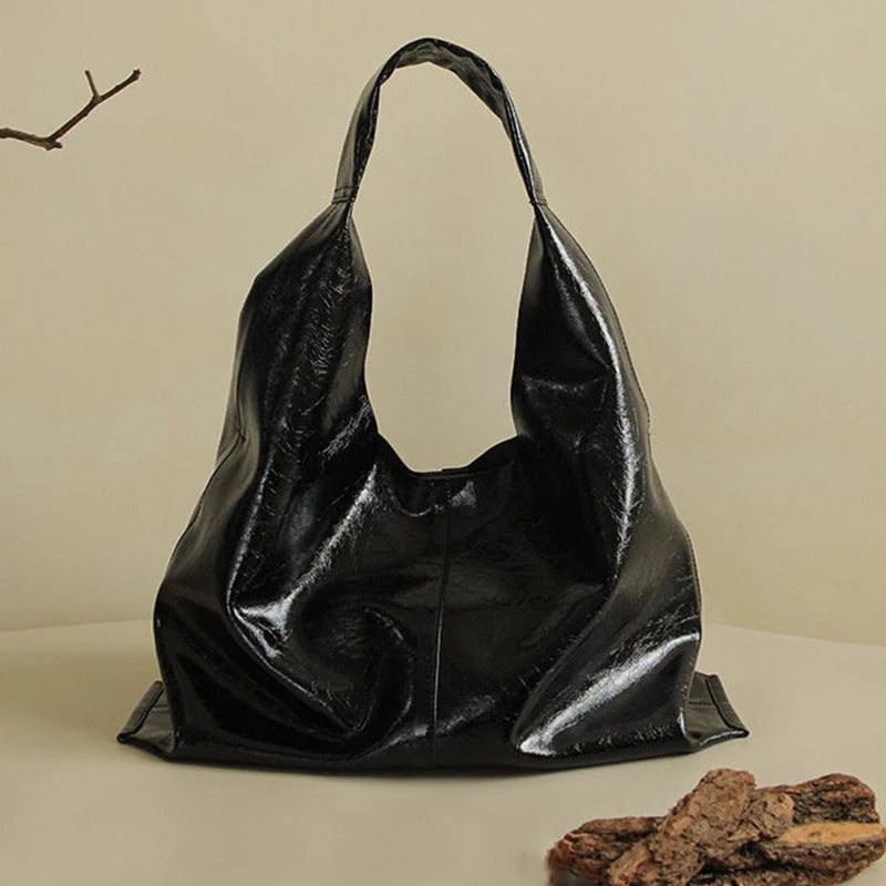 New Women Soft PU Leather Handbag Luxury Design Underarm Hobo Shoulder Bag Clutch Casual Large Capacity Dumpling Pouch