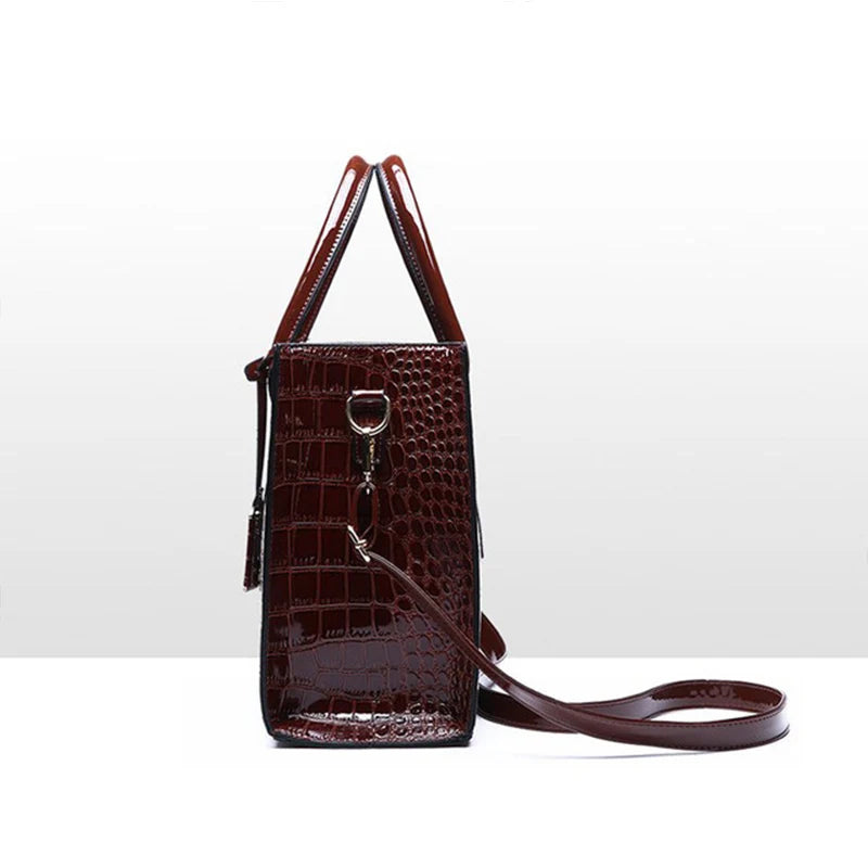 Luxury Crocodile Pattern Handbag ，Women Large Capacity Shoulder Bag， PU Leather Top-handle Bag， Brands Crossbody Bag Totes sac